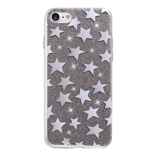 Glitterskal stjärnor iPhone 7 / iPhone 8 svart