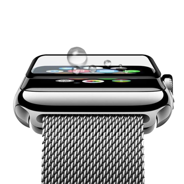 Böjt skärmskydd / displayskydd i härdat glas Apple Watch Series 3 42mm - Svart