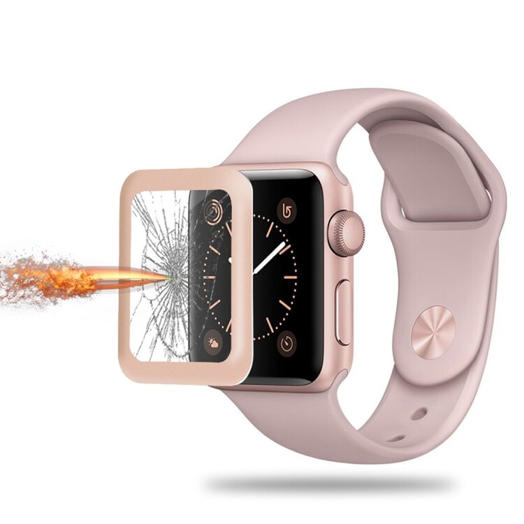 Rosa skärmskydd / displayskydd i härdat glas Apple Watch Serie 3 42 mm – Rosametallic