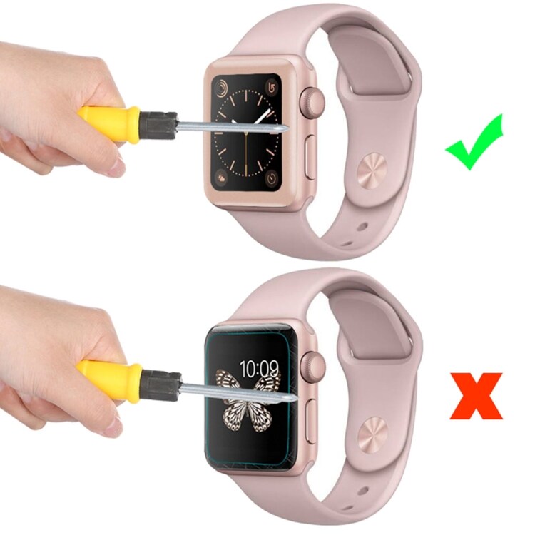 Rosa skärmskydd / displayskydd i härdat glas Apple Watch Serie 3 42 mm – Rosametallic