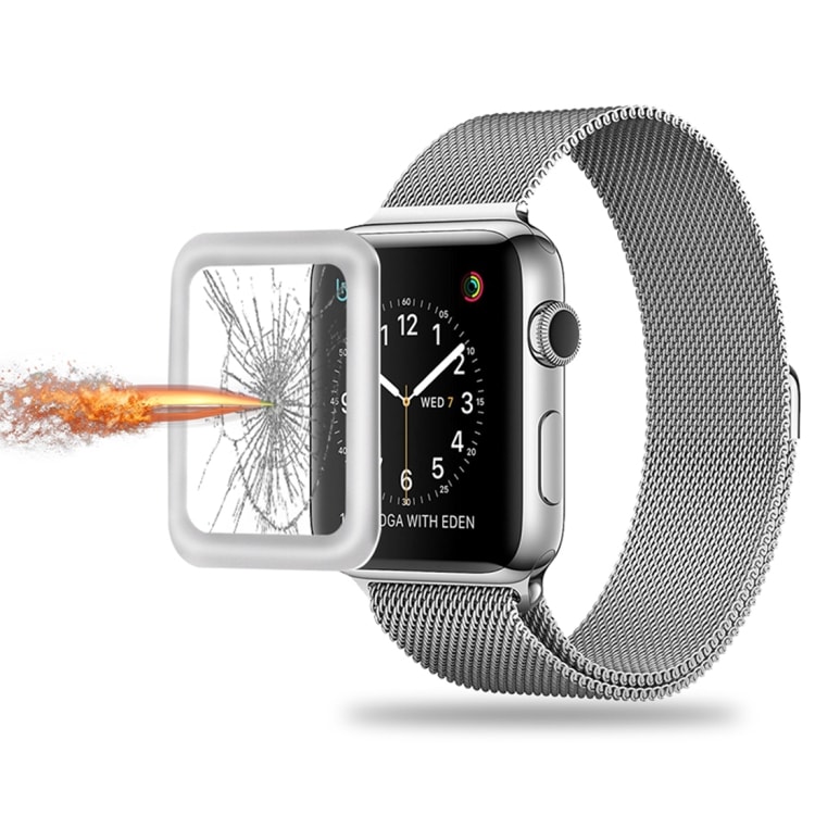 Skärmskydd / displayskydd i härdat glas Apple Watch Series 3 42mm - 3D - Silver