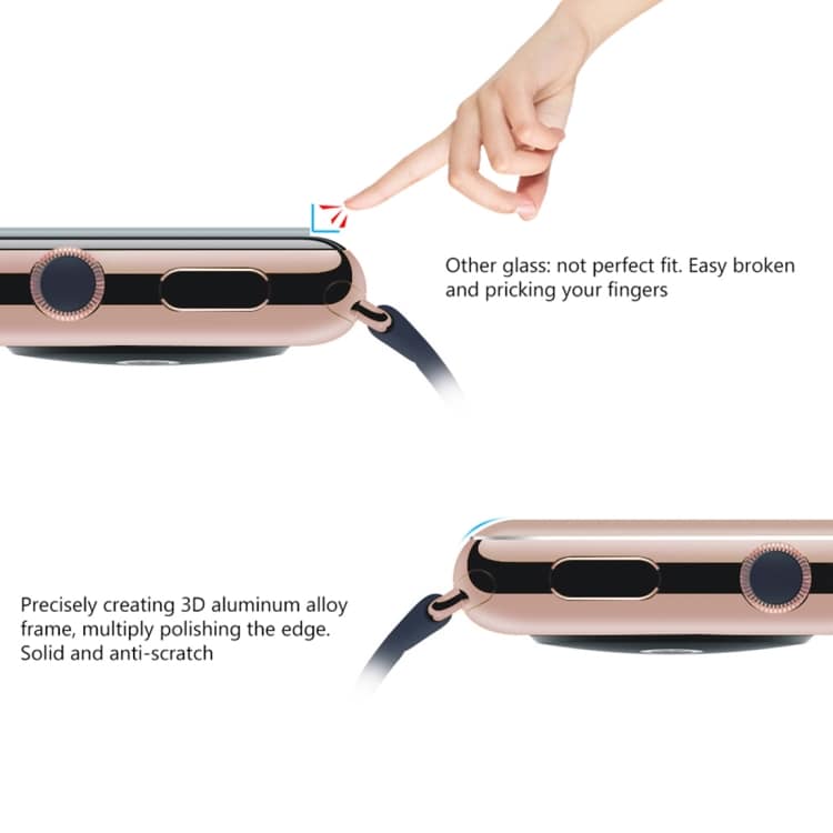 Skärmskydd / displayskydd i härdat glas för Apple Watch Series 3 38mm – Rosa