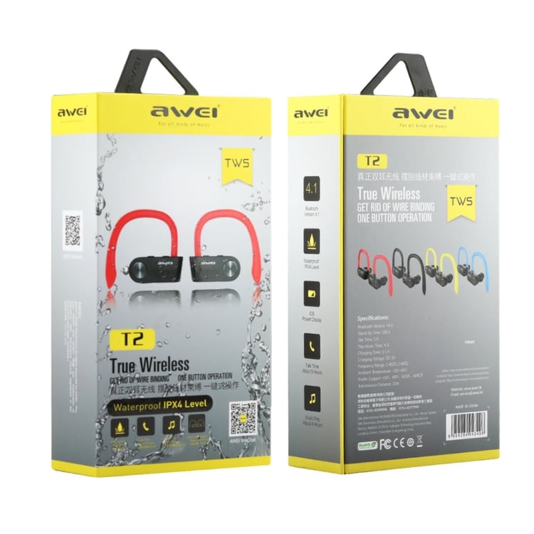 AWEI T2 Sport Bluetooth Headset - Svart