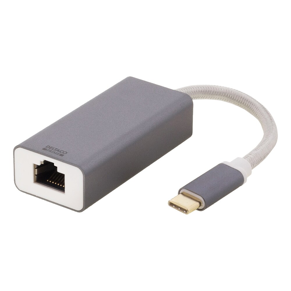 DELTACO USB-C nätverksadapter, Gigabit