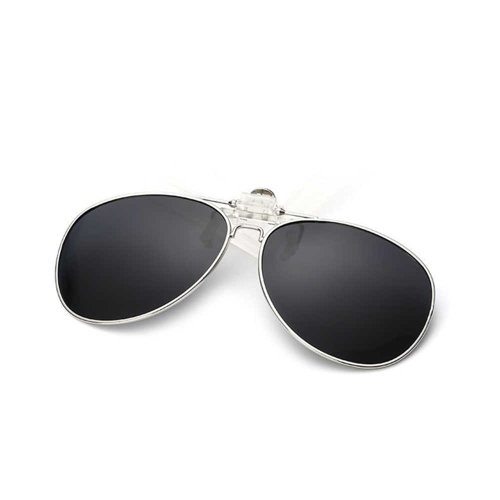 Clip-on Aviator solglasögon med UV400 skydd och svart glasfärg
