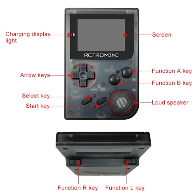 RS-90 Retro Mini Handhållen spelkonsol 2" Skärm  36 Spel