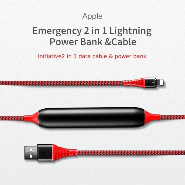 ROCK USB till lightningkontakt med powerbank för iPhone