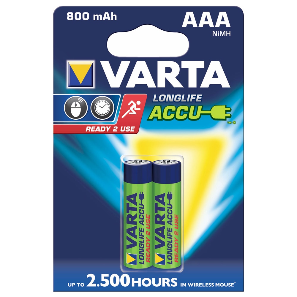 VARTA uppladdningsbart AAA Micro batteri 800mAh - 2pack