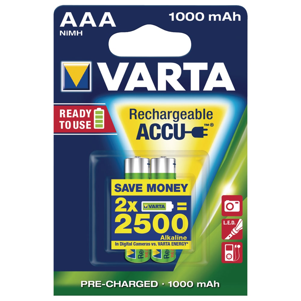Varta Uppladdningsbara Batterier AAA 1000mAh 2-pack