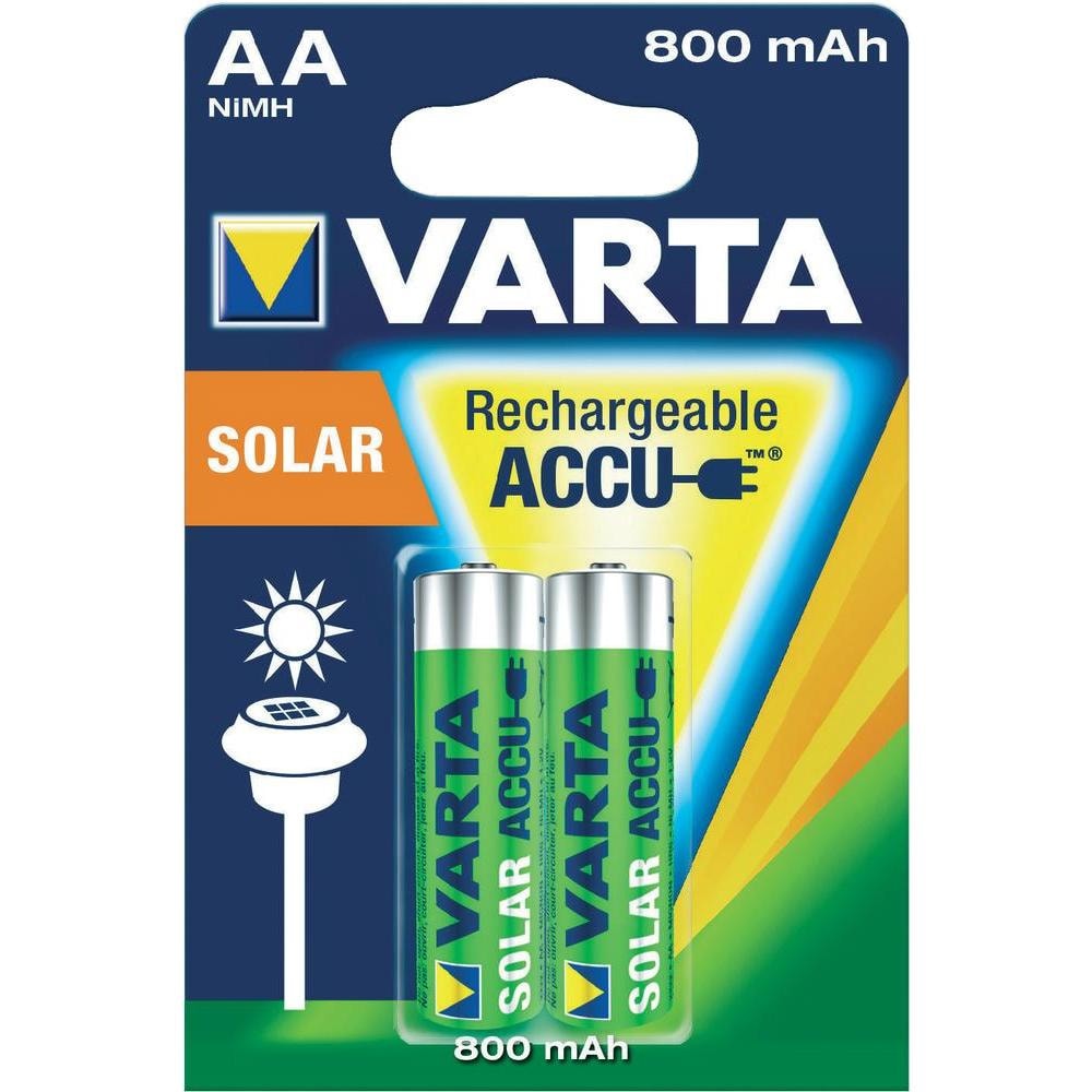 VARTA Solar Laddningsbart Batteri AA LR6 Mignon 2-Pack 800 mAh