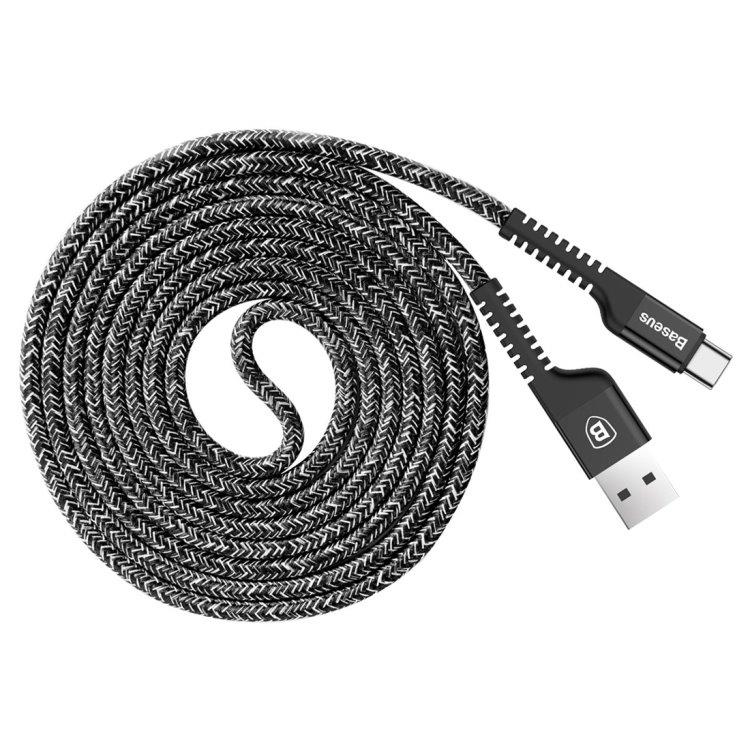 Baseus Flätad USB-kabel USB A till USB C 1.5m Svart