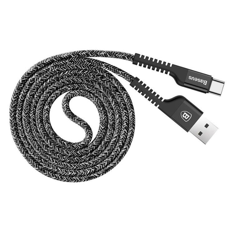 Baseus Flätad USB-kabel USB A till USB C 1m Svart