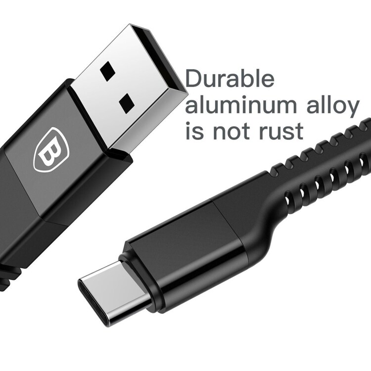 Baseus Flätad USB-kabel USB A till USB C 1m Svart