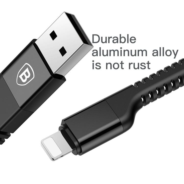 Baseus Flätad USB-kabel USB A till lightning 1m Svart