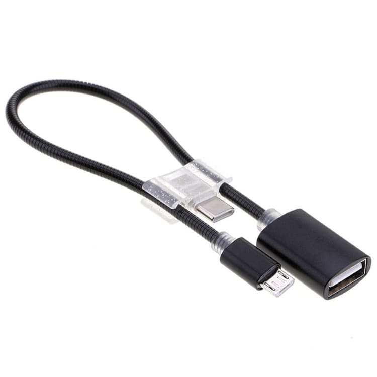 USB till MicroUSB + USB typ-C adapter Aluminium 20cm