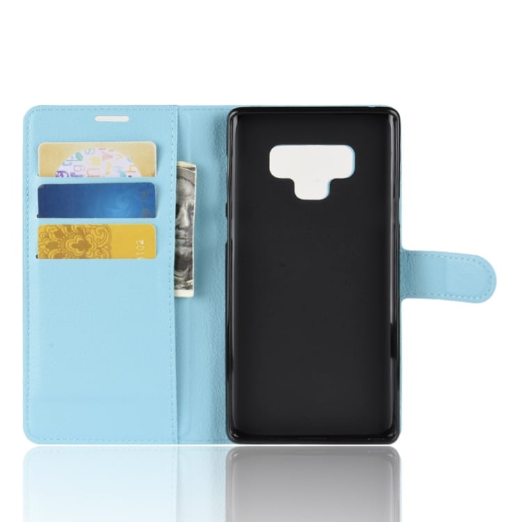 Konstläderfodral Kortplats & Ställfunktion Samsung Galaxy Note 9 LjusBlå