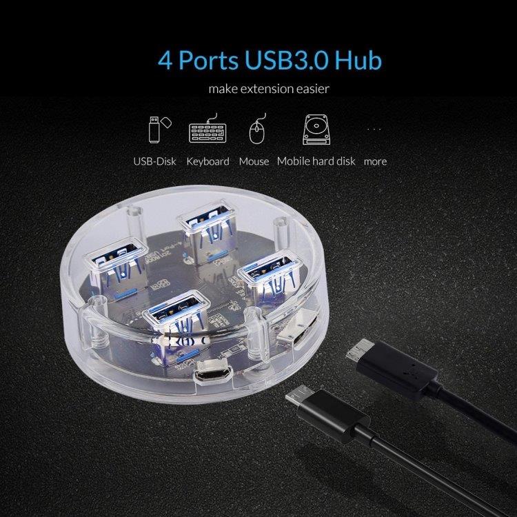 USB Hubb 4xUSB 3.0 Transparent