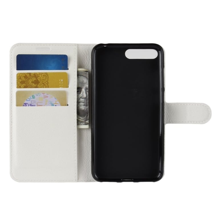 Plånboksfodral / mobilplånbok med ställ Huawei Y6 2018 – Vitt