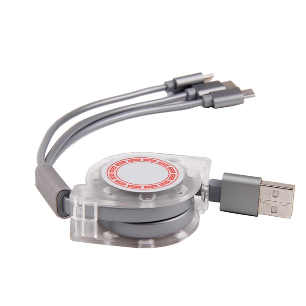 3i1 USB-laddadapter Utdragbar Grå