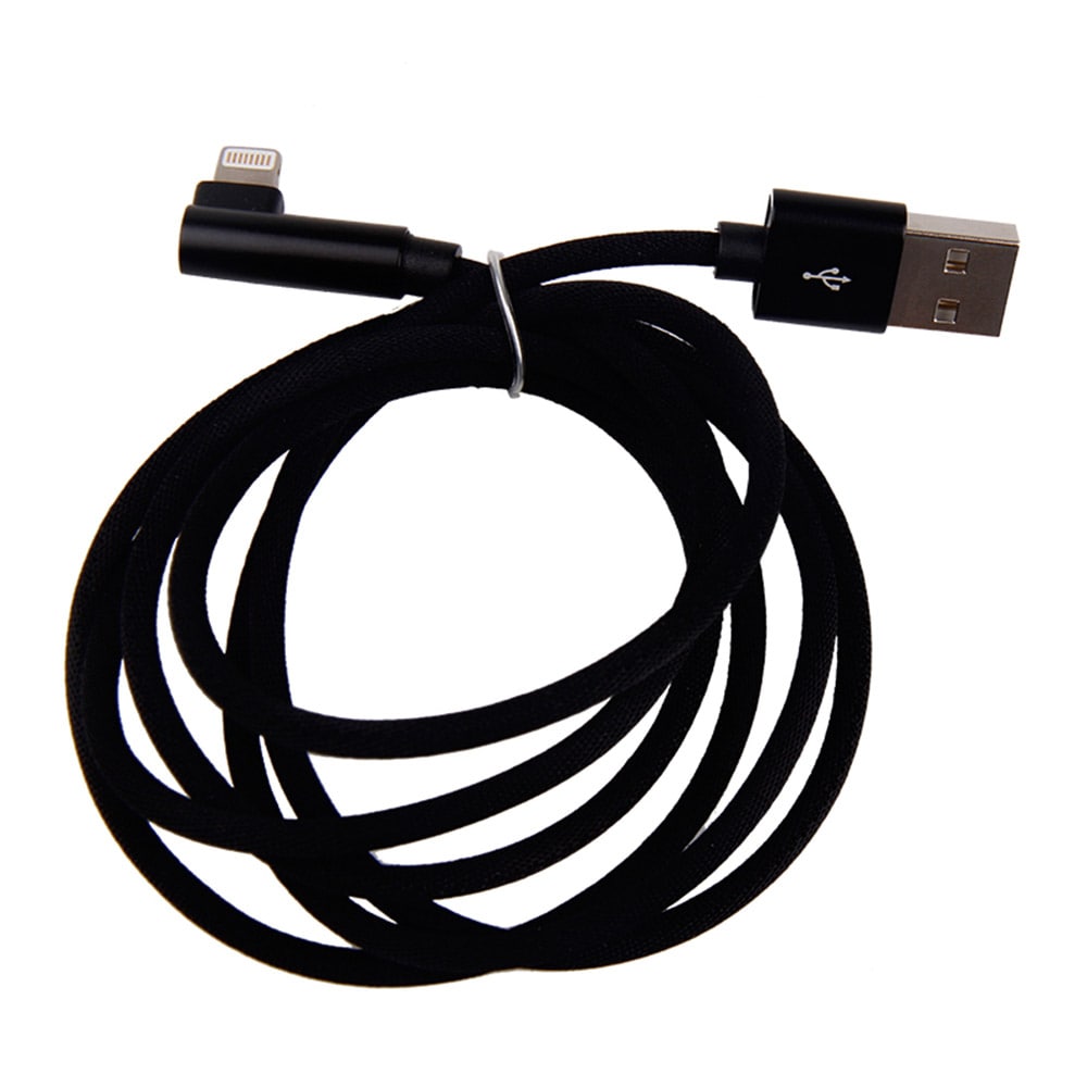Lightning USB-kabel vinklad 1,2m Svart