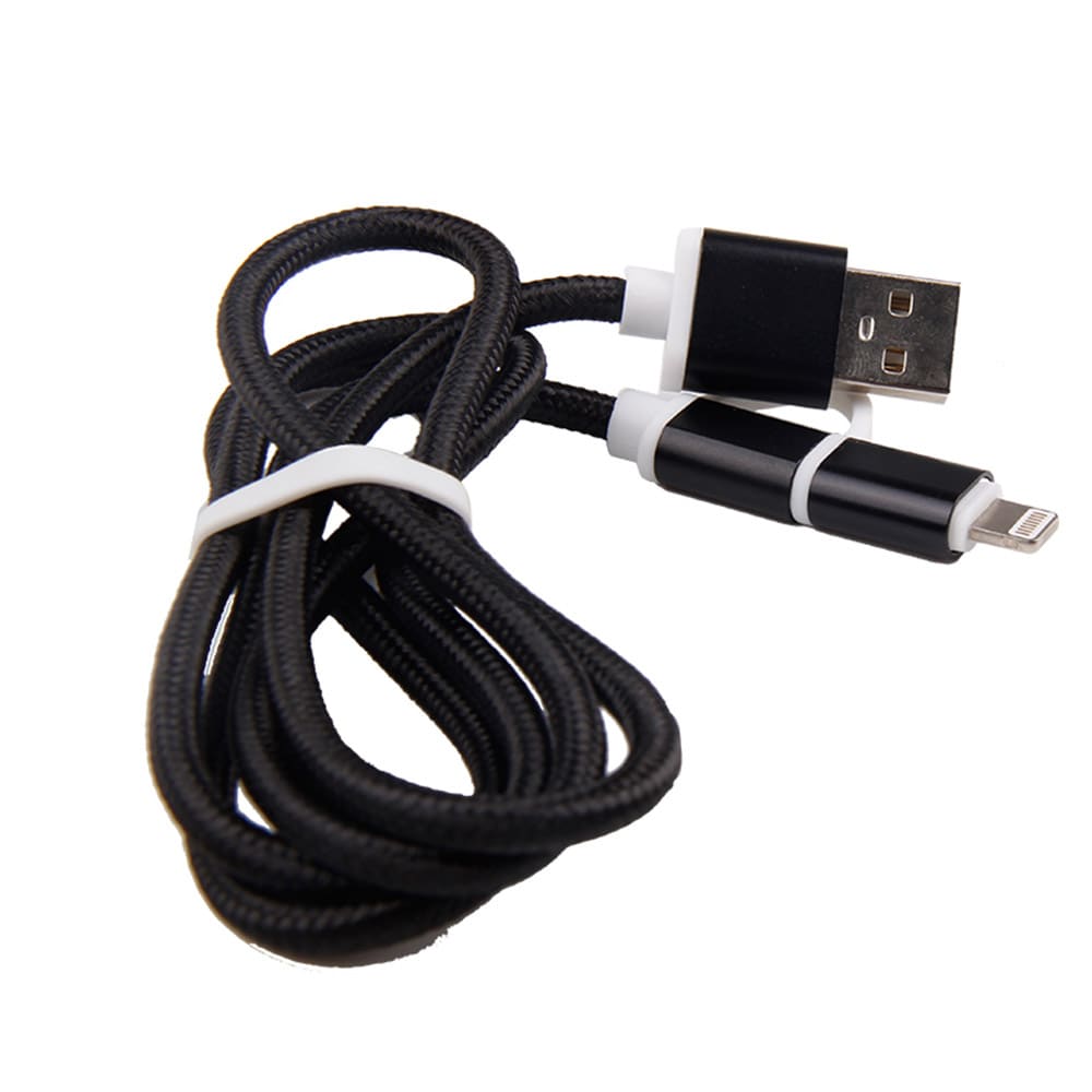 2i1 USB-kabel MicroUSB/lightning Svart 1m