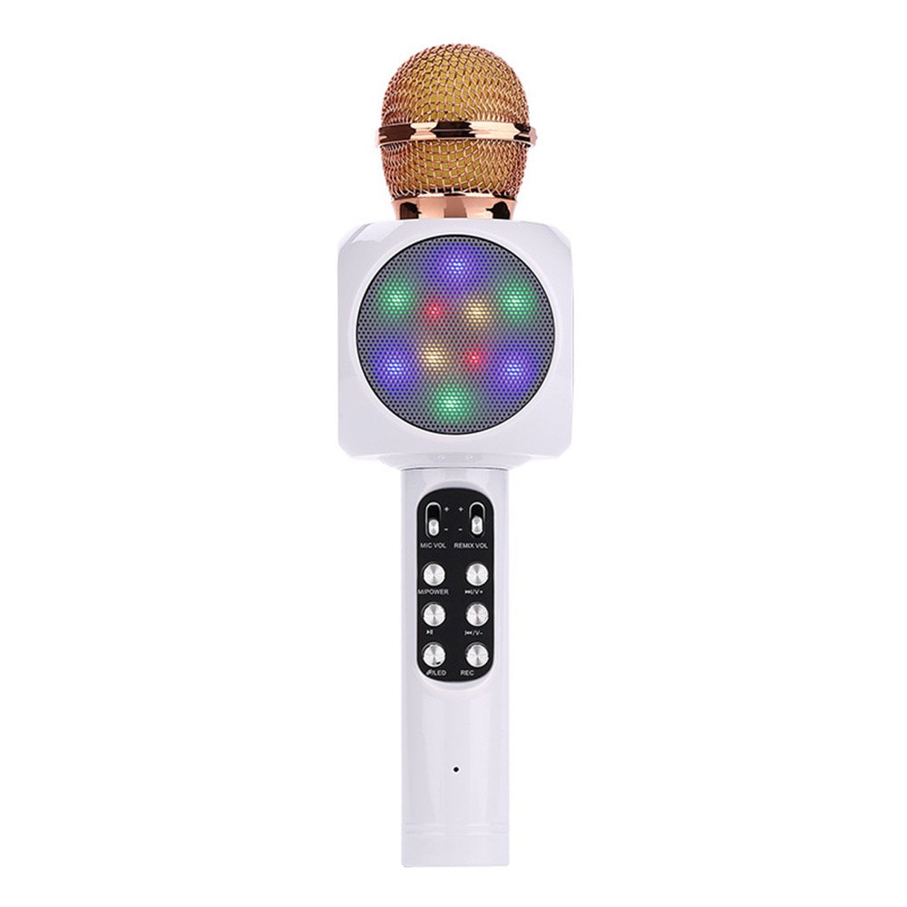 Karaokemikrofon LED Bluetooth Vit