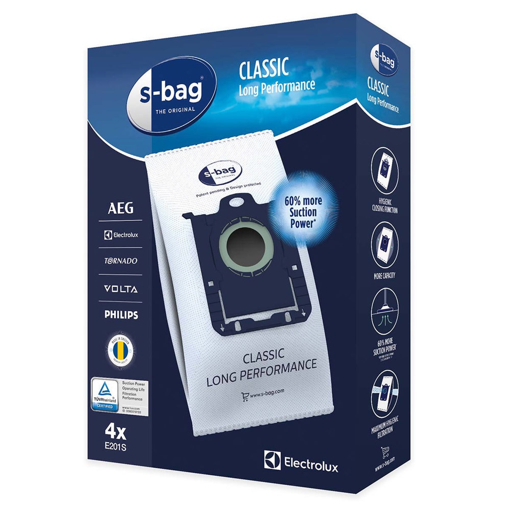 Electrolux Dammsugarpåse S-Bag Classic Long Performance - 4-pack