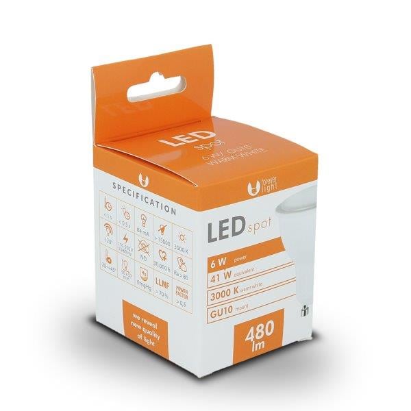 LED Lampa GU10 6W 230V