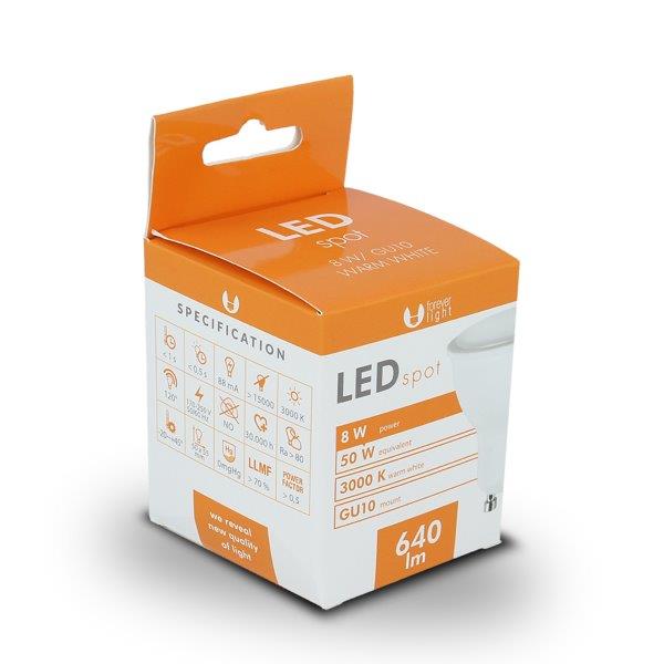 LED Lampa GU10 8W 230V