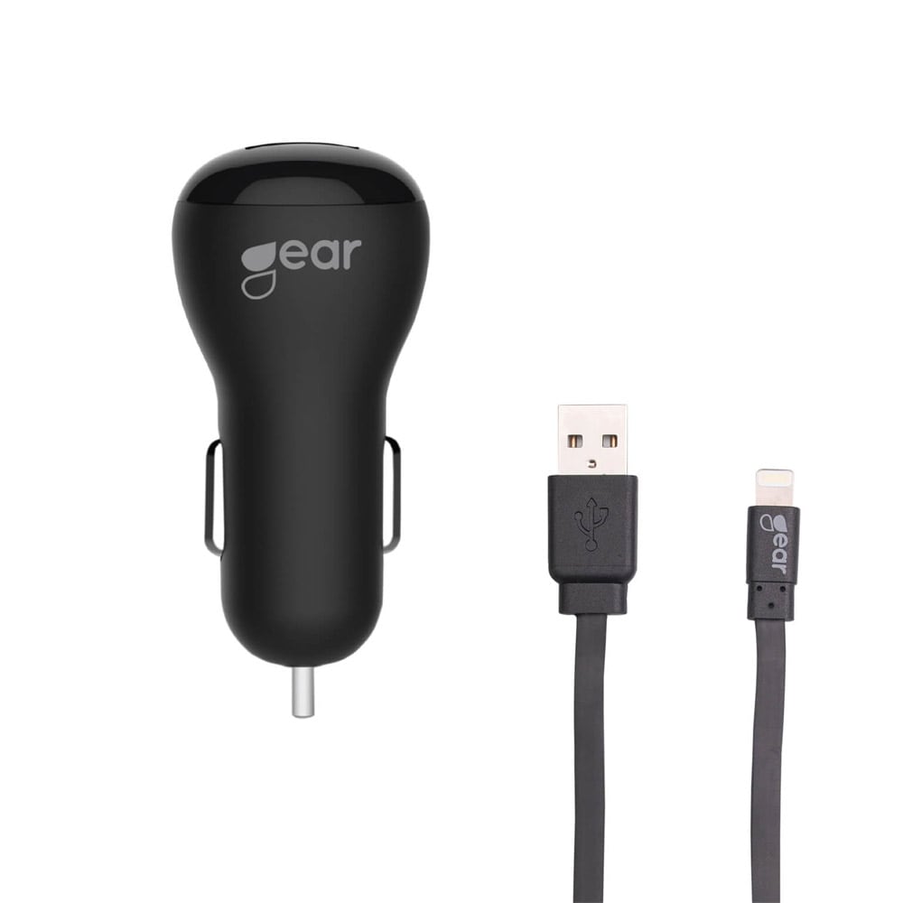 GEAR USB-Billaddare 1A MFI Apple Vit