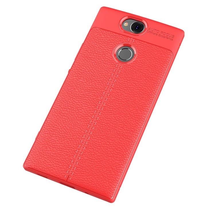 Bakskal Litchi Sony Xperia XA2 Plus - Röd
