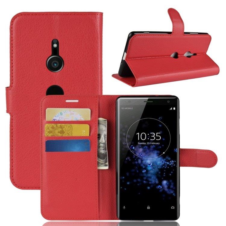 Konstläderfodral med ställ Sony Xperia XZ3 Röd
