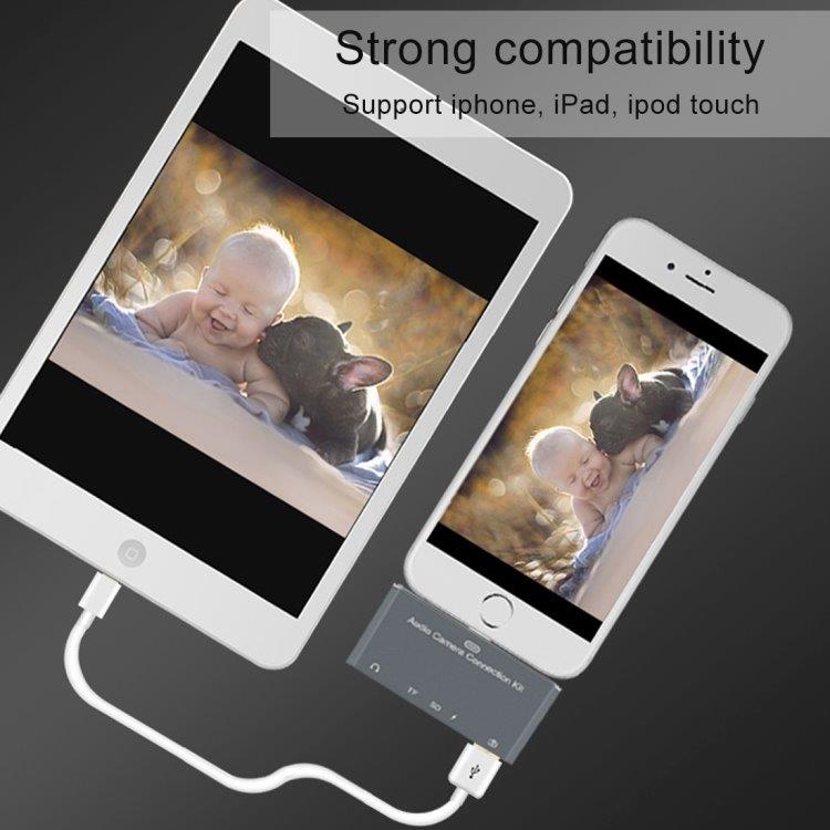 Usb kortläsare  5i1  Adapter till iPhone - SD / 3,5mm Typ-C
