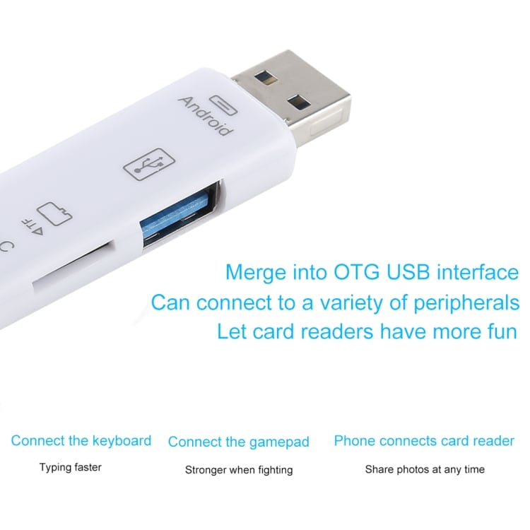 Kortläsare MicroUSB & Typ-C  3i1 Minneskort och USB Adapter