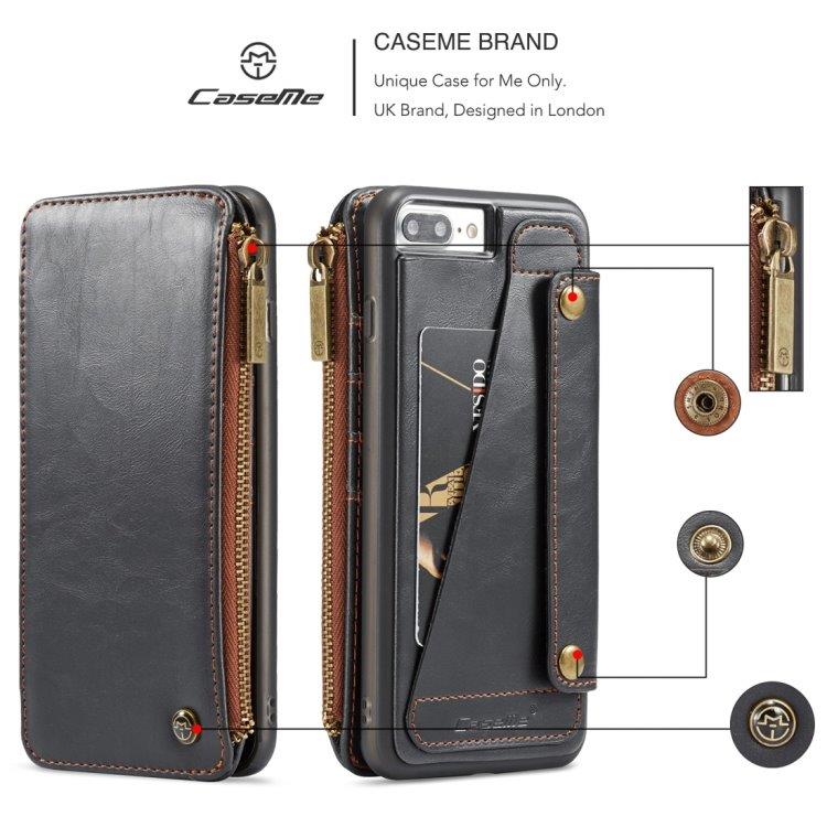 CaseMe-011 Plånboksfodral iPhone 8 Plus & 7 Plus Svart