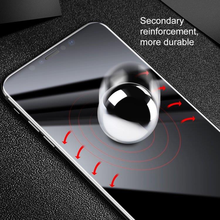 Baseus 0.2mm rundat härdat skärmskydd / displayskydd iPhone XS Max - Svart ram
