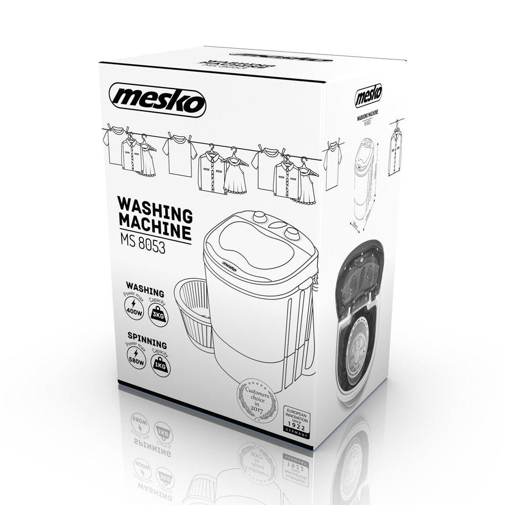 Mesko MS8053 Minitvättmaskin 3 kg kapacitet
