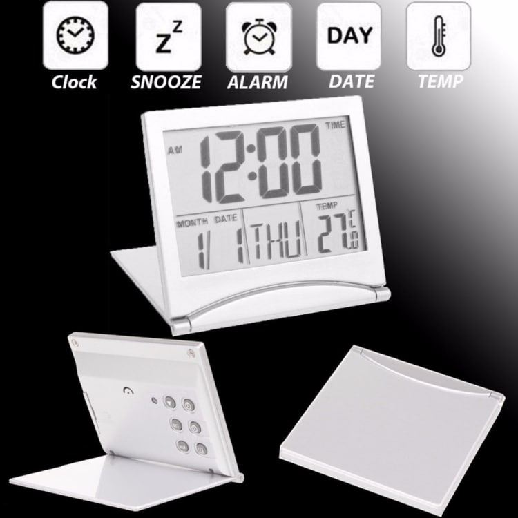 Liten Reseväckarklocka med LCD-skärm 8cm