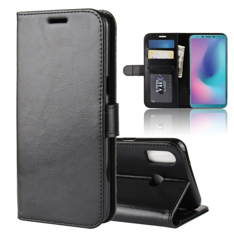 R64 plånboksfodral / mobilplånbok för Samsung Galaxy A6S - Svart