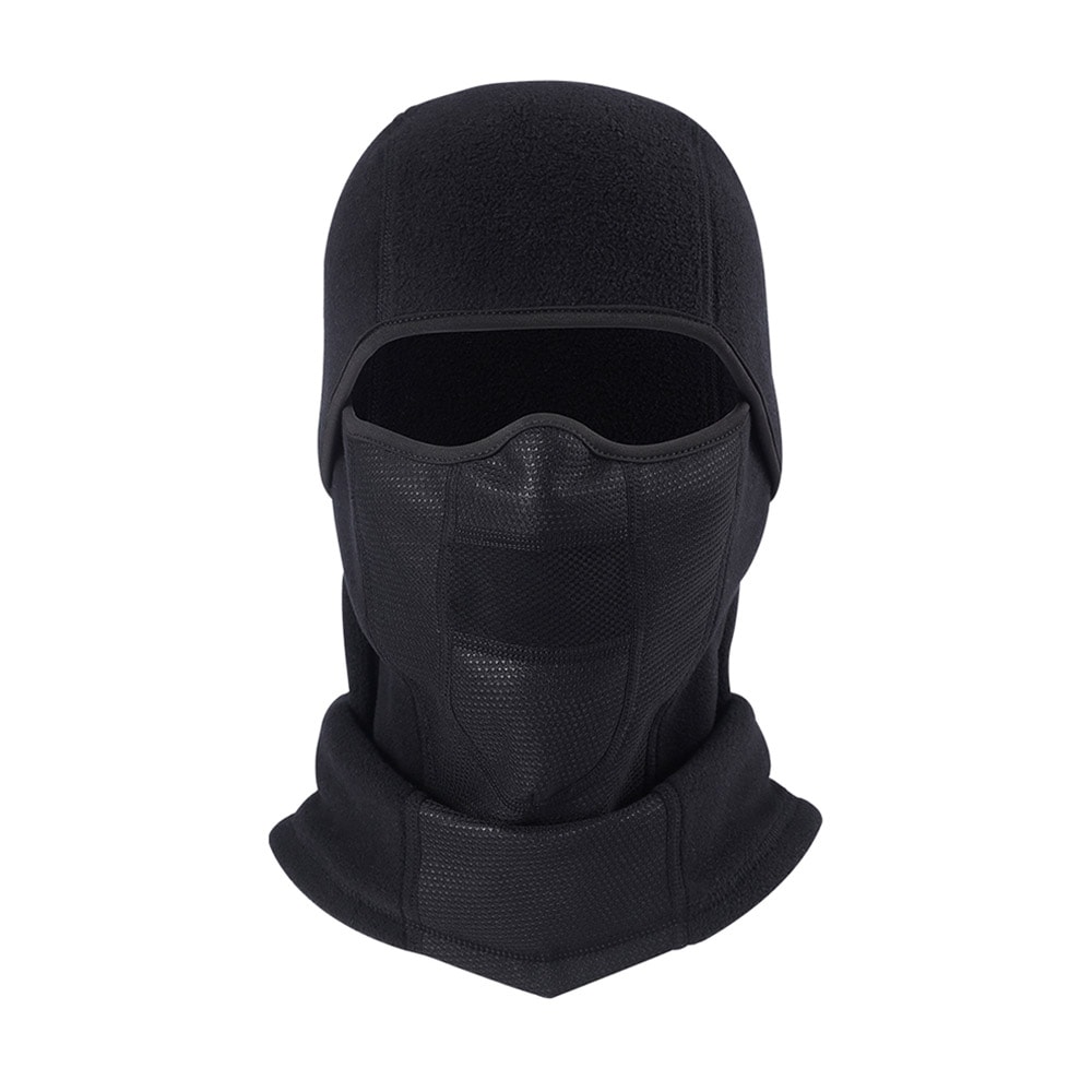 Balaklava / Skidmask med vindskyddande fleece - Svart