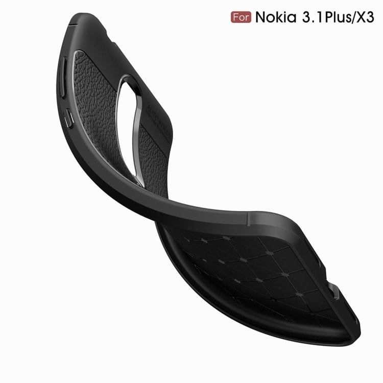 Mobilskal / telefonskap läderlook Nokia 3.1Plus / X3 - Svart