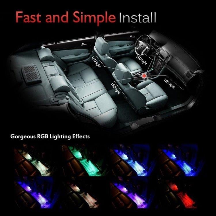 LED-list för bil - st LED med RGB & fjärrkontroll - Köp på