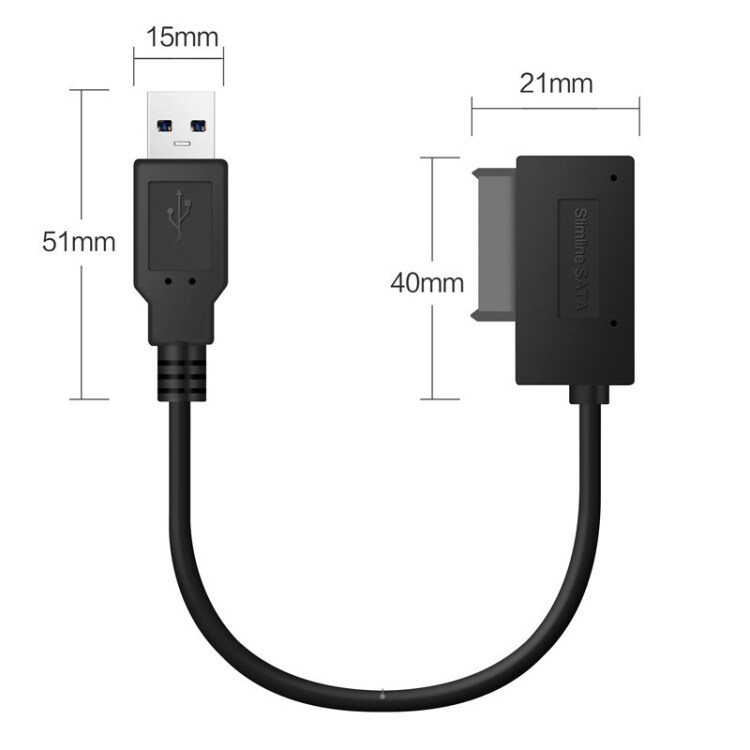 Adapterkabel USB 2.0 till 7+6Pin Slimline SATA