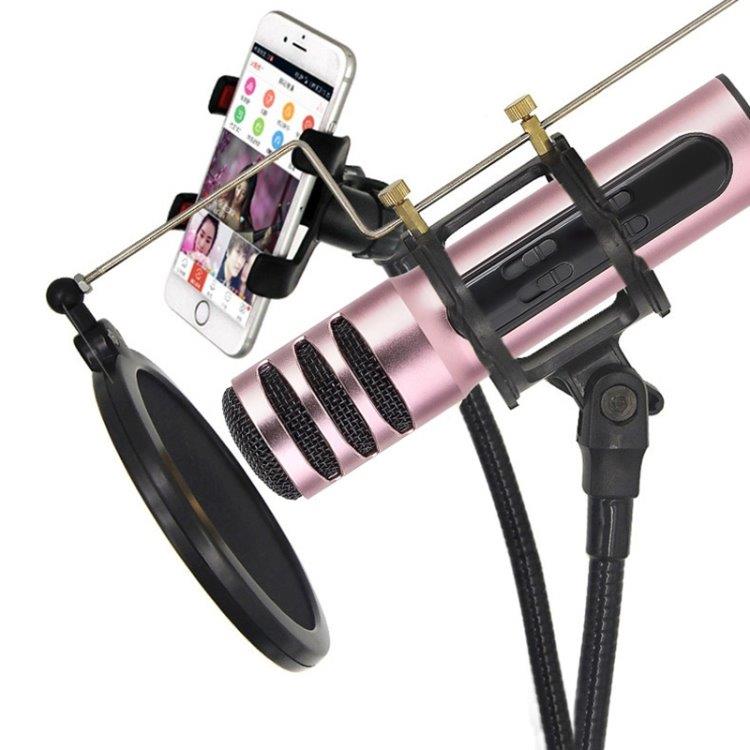 Karaoke live-mikrofon med högtalare för mobiltelefon