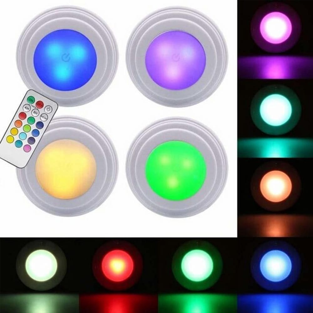 4-pack Grundig batteridrivna Spotlights LED RGB med fjärrkontroll