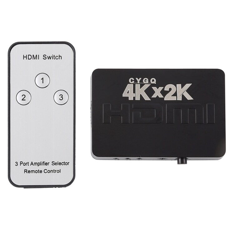 4K 3 Ports HDMI Switch med fjärrkontroll