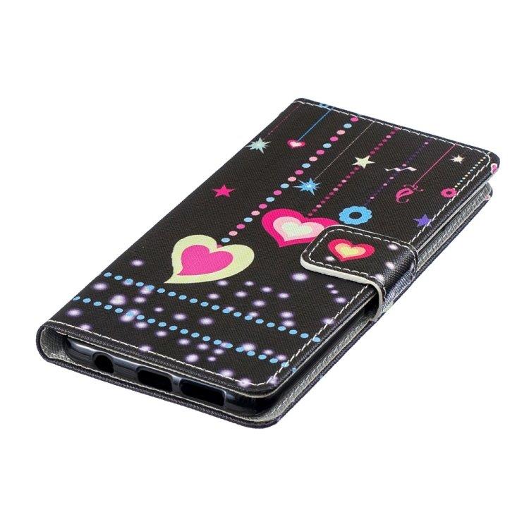 Läderfodral/flipfodral/ korthållare Samsung Galaxy S10+, färgglada hjärtan