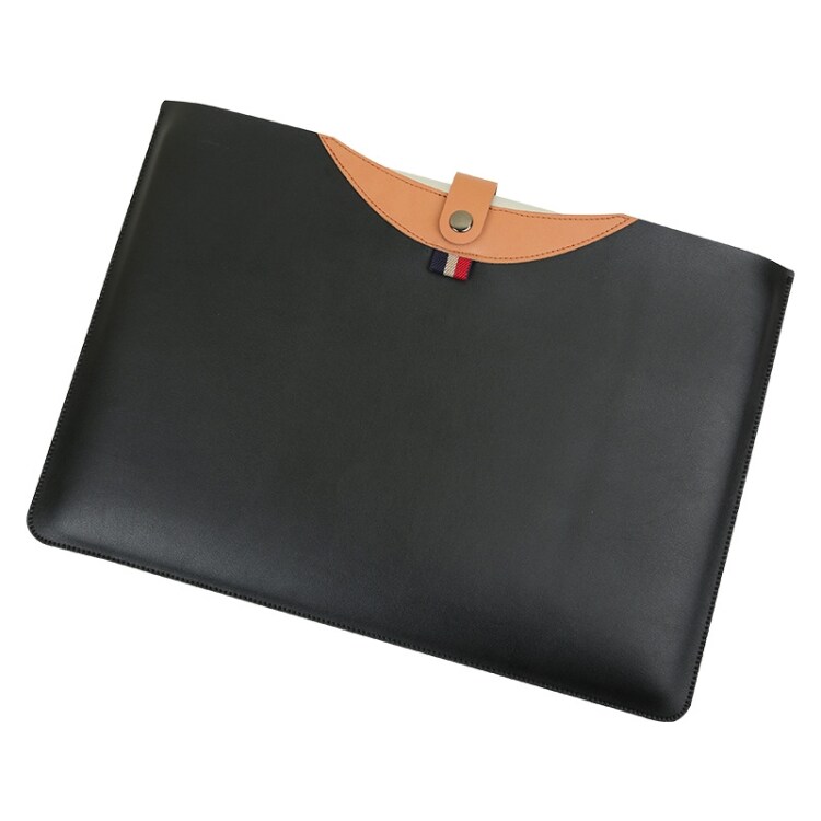 Laptopfodral i läder med magnetknäppe för MacBook Air 15.4" svart+brun