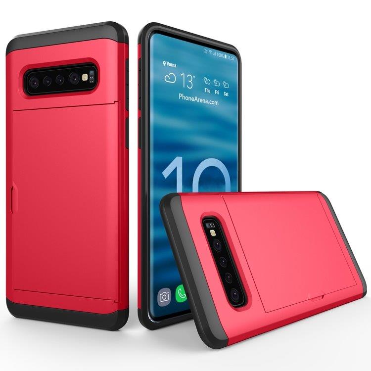 Pansarskal med korthållare till Samsung Galaxy S10 - Rött