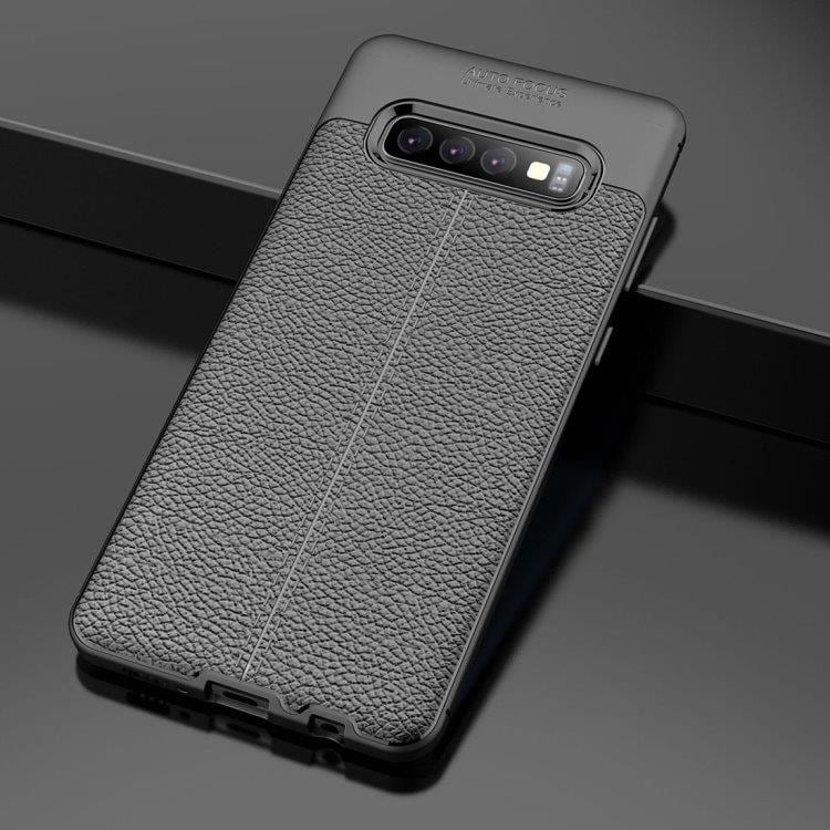 Svart Silikonskal med lädertextur för Samsung Galaxy S10e